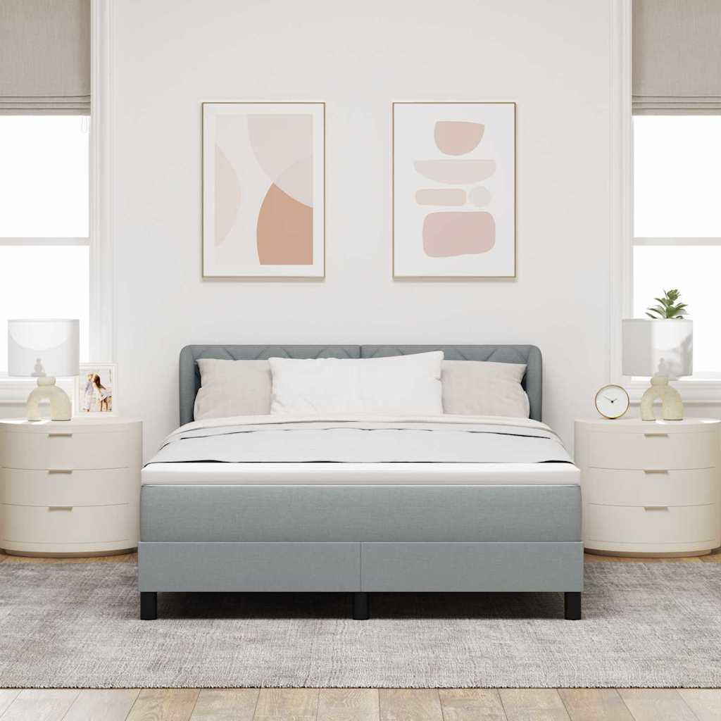 Boxrugós ágy fejtámlával Világosszürke 140 x 190 cm szövet