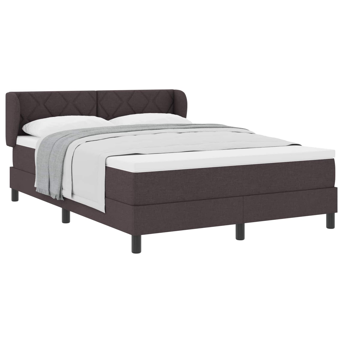 Boxrugós ágy fejtámlával Sötét Barna 140 x 190 cm szövet