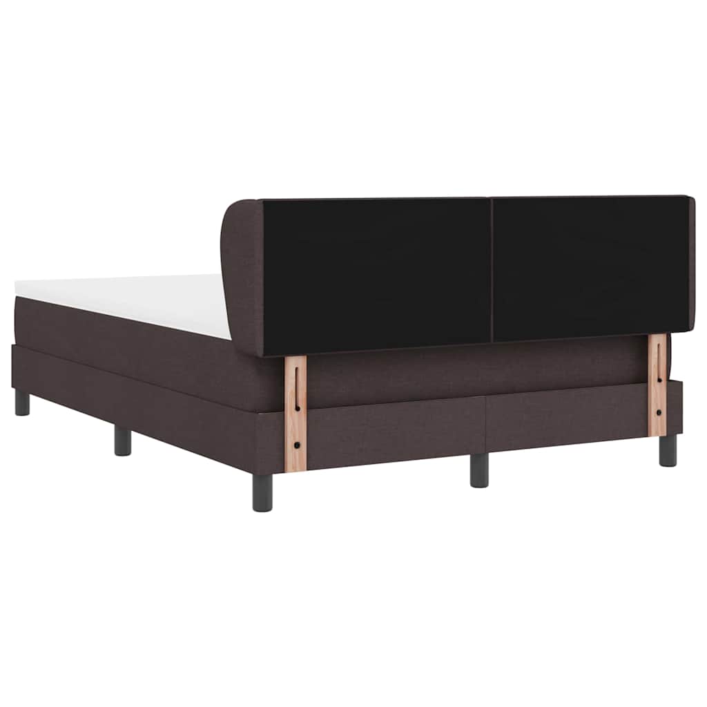 Boxrugós ágy fejtámlával Sötét Barna 140 x 190 cm szövet