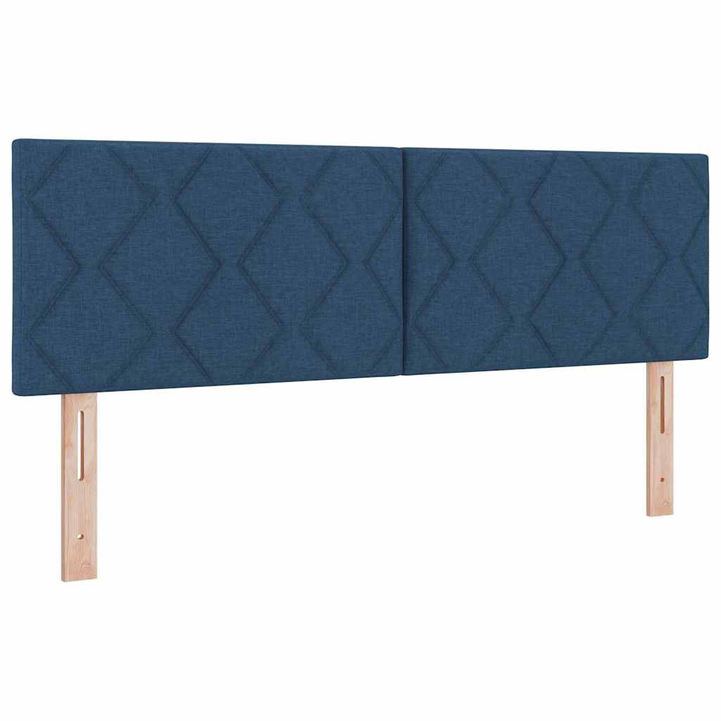 Boxrugós ágy fejtámlával Kék 140 x 190 cm szövet