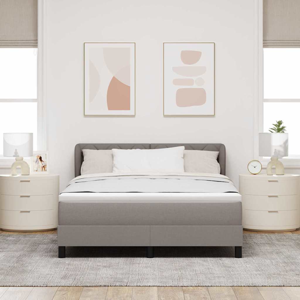 Boxrugós ágy fejtámlával Tópszínű 160 x 200 cm szövet