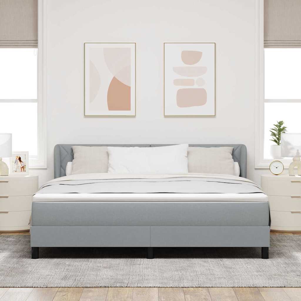 Boxrugós ágy fejtámlával Világosszürke 180 x 200 cm szövet