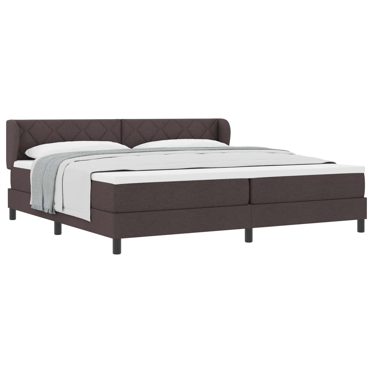 Boxrugós ágy fejtámlával Sötét Barna 200 x 200 cm szövet