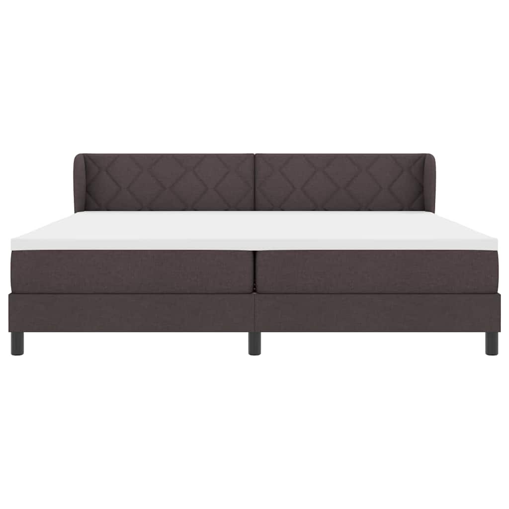 Boxrugós ágy fejtámlával Sötét Barna 200 x 200 cm szövet