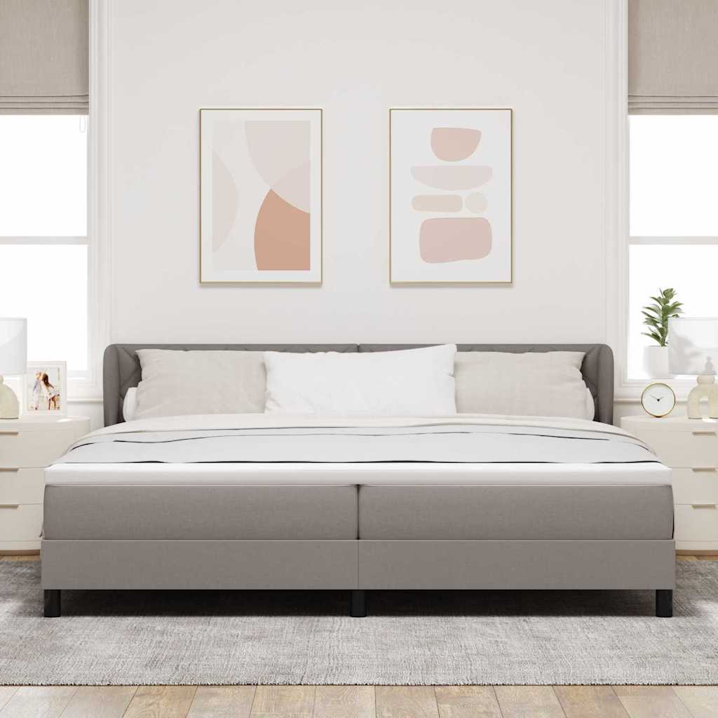 Boxrugós ágy fejtámlával Tópszínű 200 x 200 cm szövet