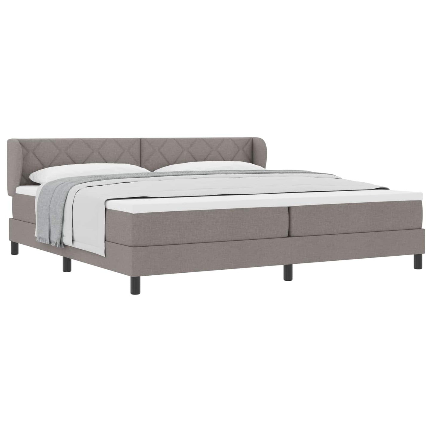 Boxrugós ágy fejtámlával Tópszínű 200 x 200 cm szövet