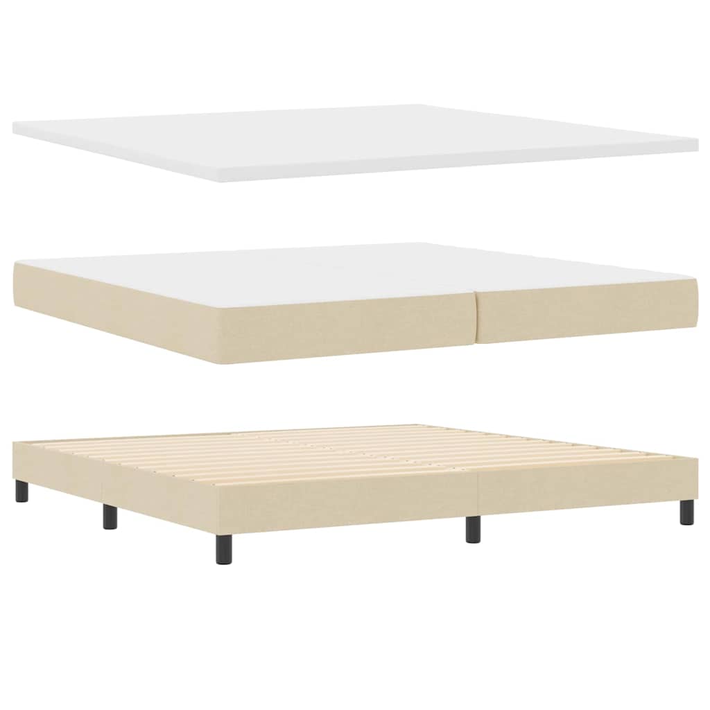 Boxrugós ágy fejtámlával Krém 200 x 200 cm szövet