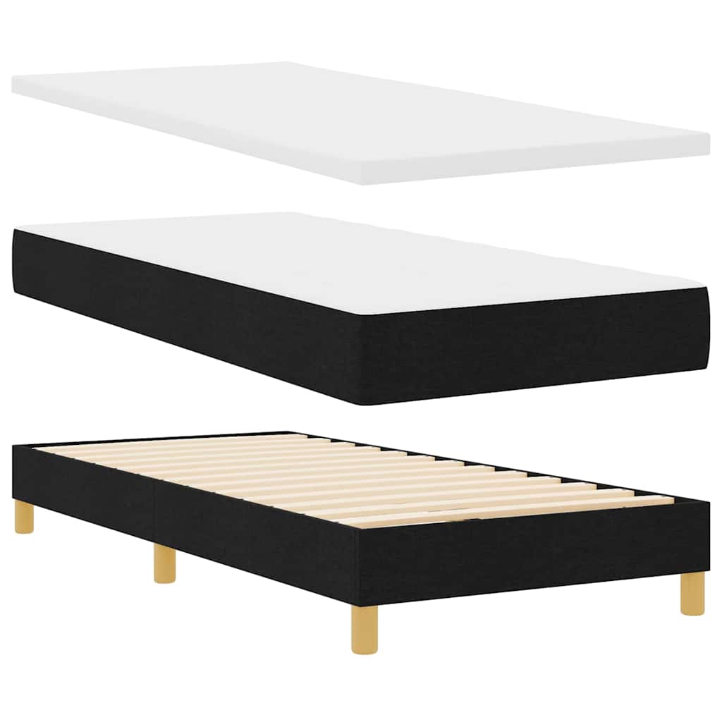 Boxrugós ágy matracmal fejtámlával Fekete 80 x 200 cm szövet