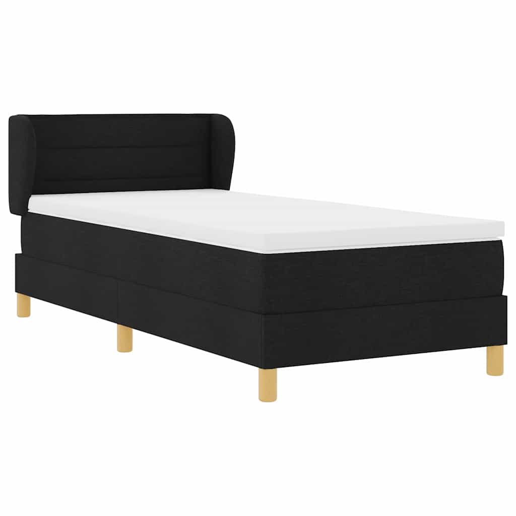 Boxrugós ágy matracmal fejtámlával Fekete 80 x 200 cm szövet