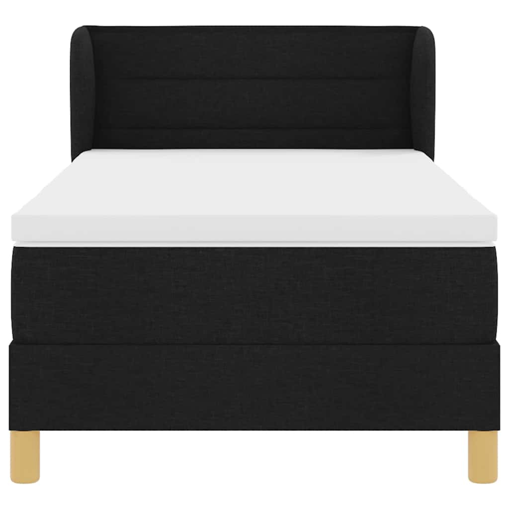 Boxrugós ágy matracmal fejtámlával Fekete 80 x 200 cm szövet