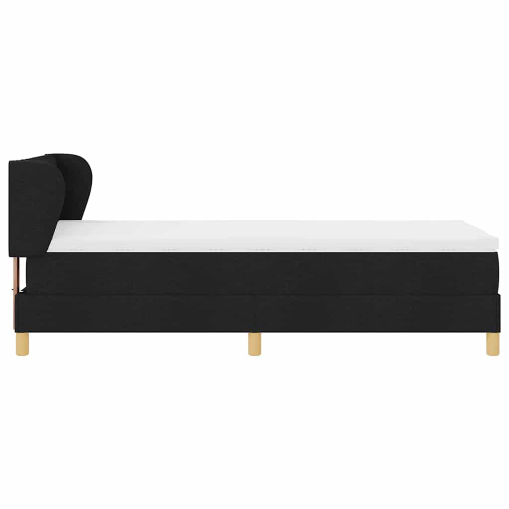 Boxrugós ágy matracmal fejtámlával Fekete 80 x 200 cm szövet