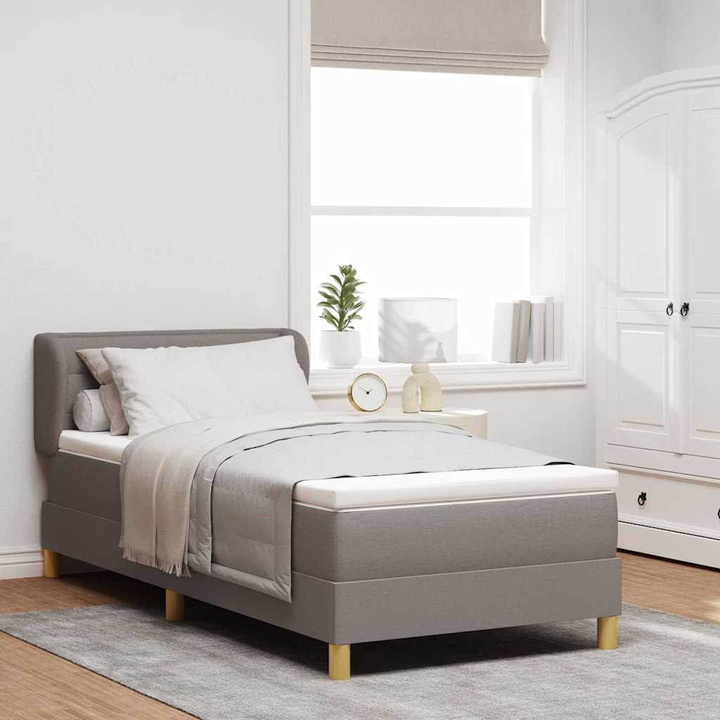Boxrugós ágy matracmal fejtámlával Tópszínű 80 x 200 cm szövet