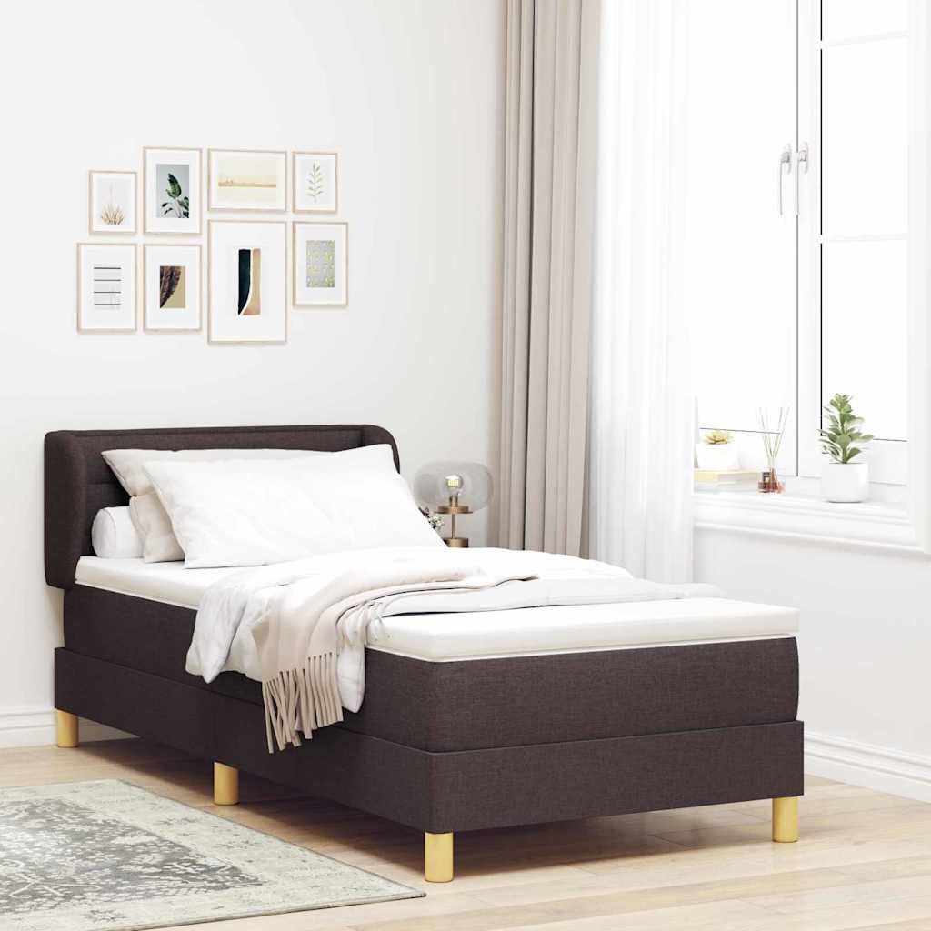 Boxrugós ágy matracmal Sötét Barna 90 x 190 cm szövet