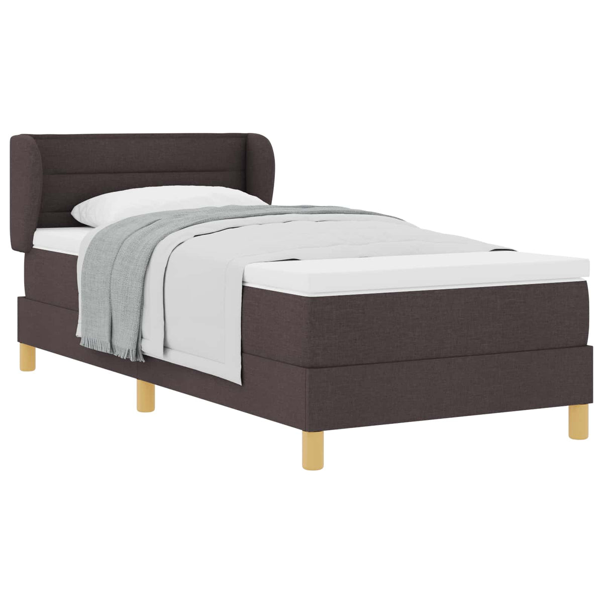 Boxrugós ágy matracmal Sötét Barna 90 x 200 cm szövet