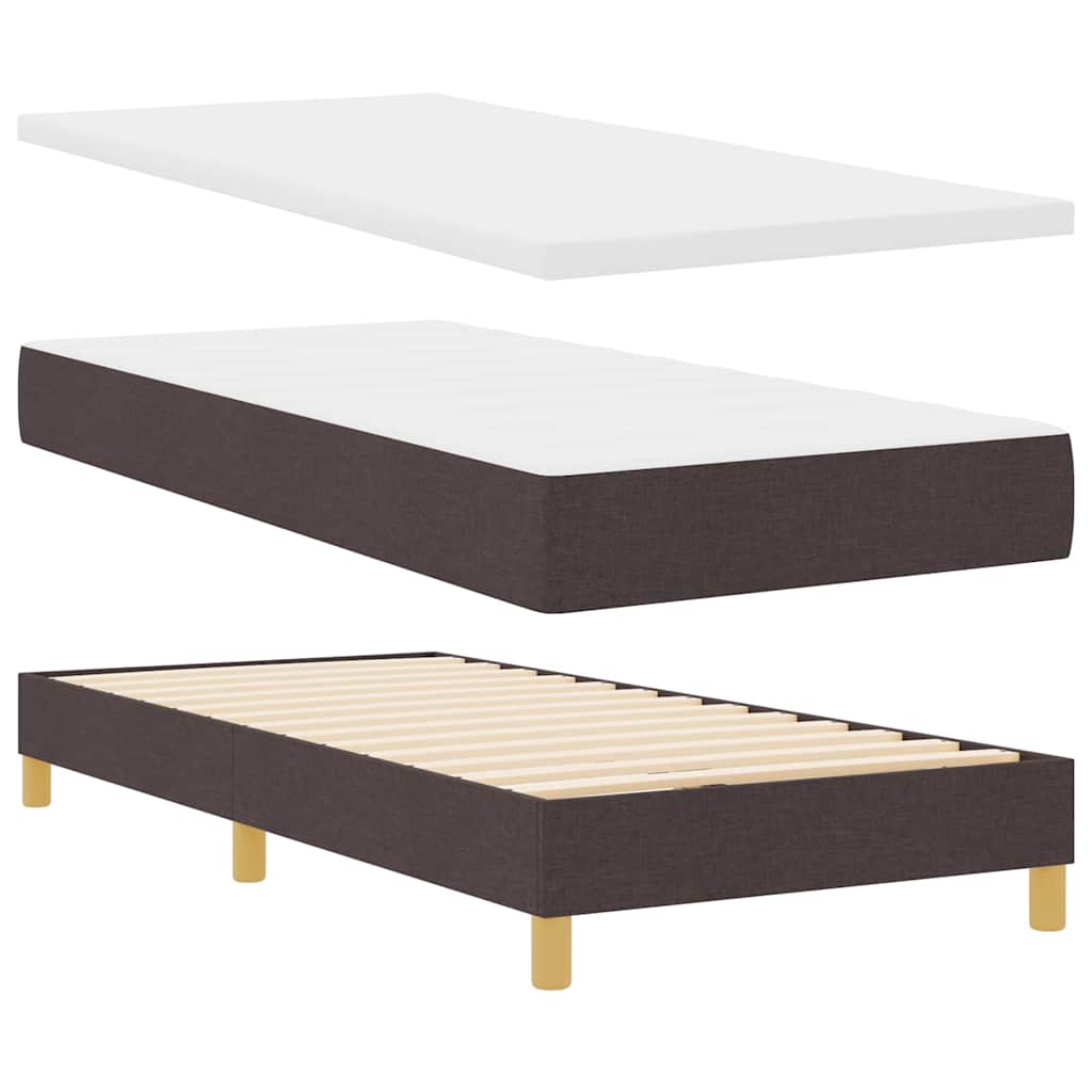 Boxrugós ágy matracmal Sötét Barna 90 x 200 cm szövet