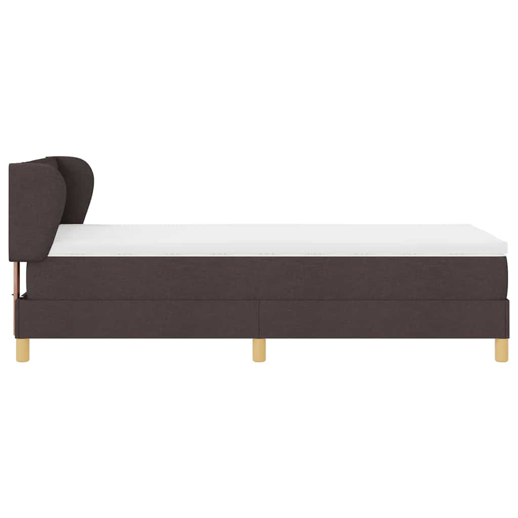 Boxrugós ágy matracmal Sötét Barna 90 x 200 cm szövet