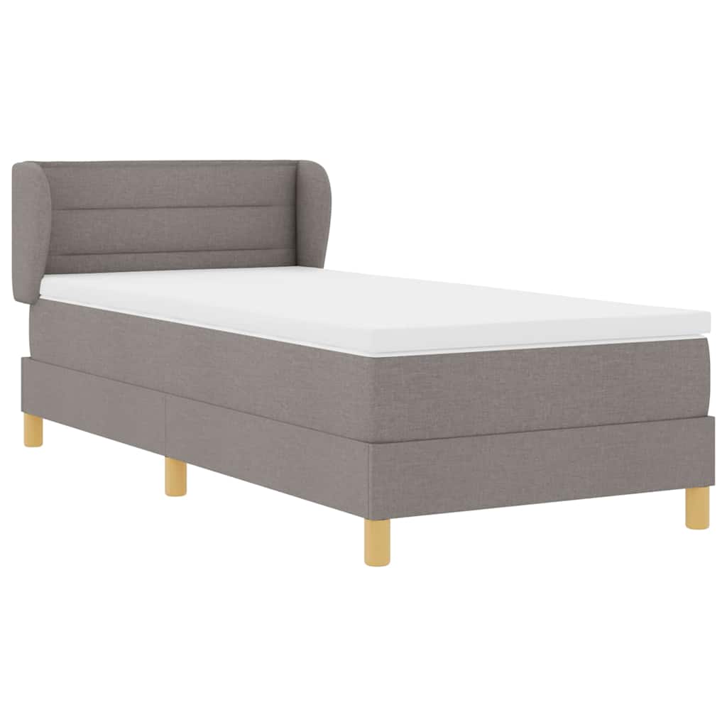 Boxrugós ágy matracmal fejtámlával Tópszínű 90 x 200 cm szövet