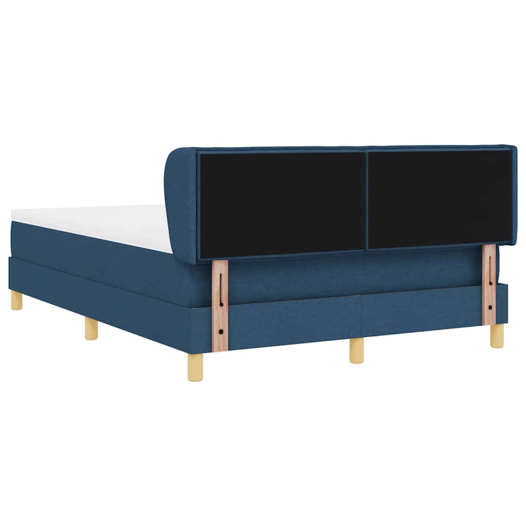Boxrugós ágy matracmal fejtámlával Kék 140 x 190 cm szövet
