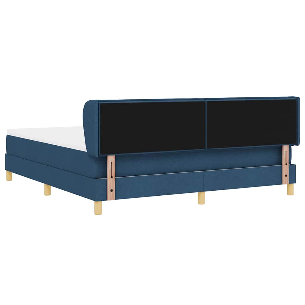 Boxrugós ágy matracmal fejtámlával Kék 180 x 200 cm szövet