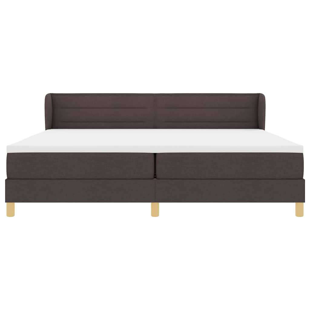 Boxrugós ágy matracmal Sötét Barna 200 x 200 cm szövet
