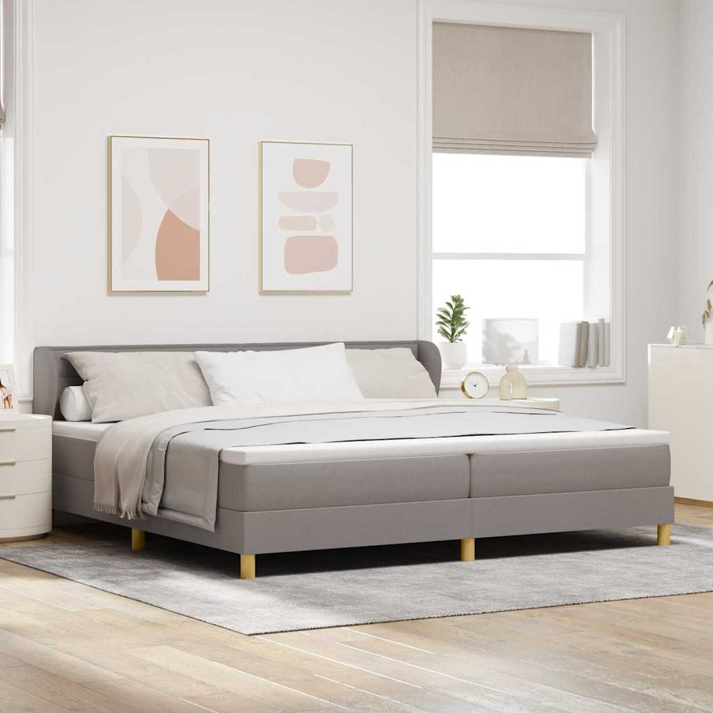Boxrugós ágy matracmal fejtámlával Tópszínű 200 x 200 cm szövet