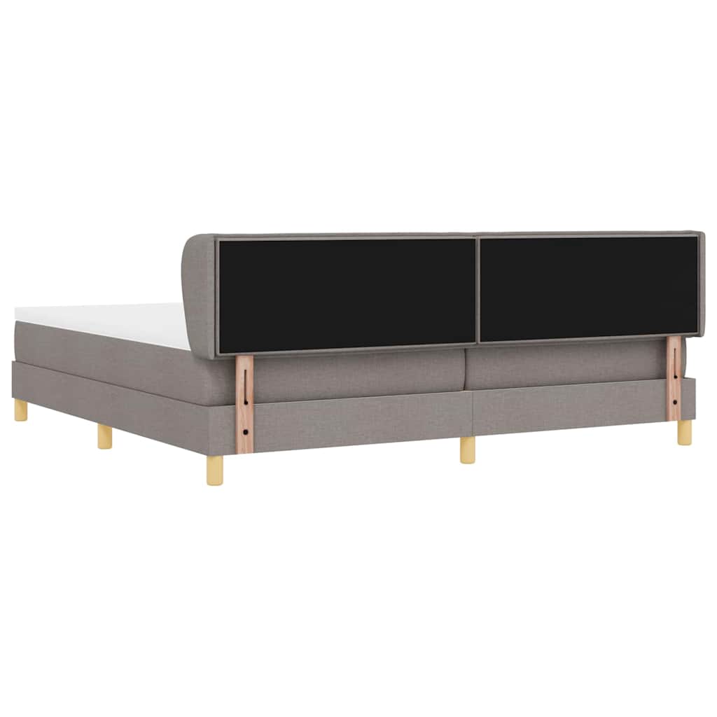Boxrugós ágy matracmal fejtámlával Tópszínű 200 x 200 cm szövet