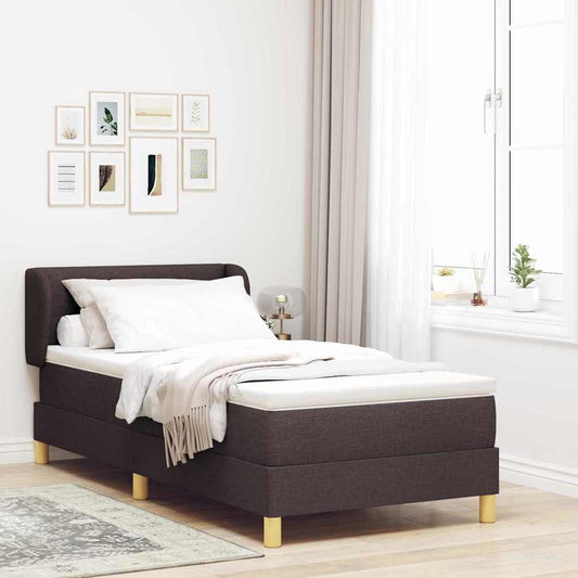 Boxrugós ágy matracmal Sötét Barna 90 x 190 cm szövet