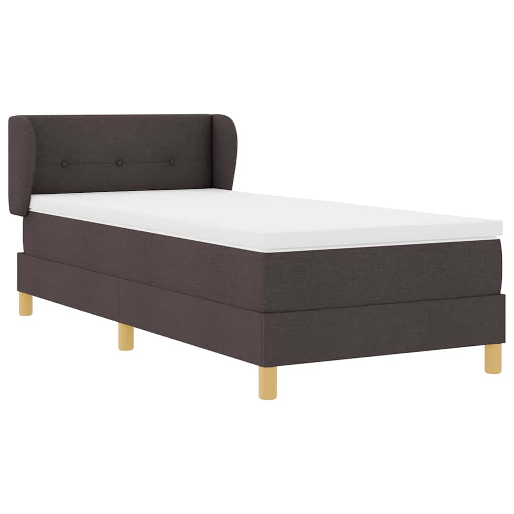 Boxrugós ágy fejtámlával Sötét Barna 90 x 190 cm szövet