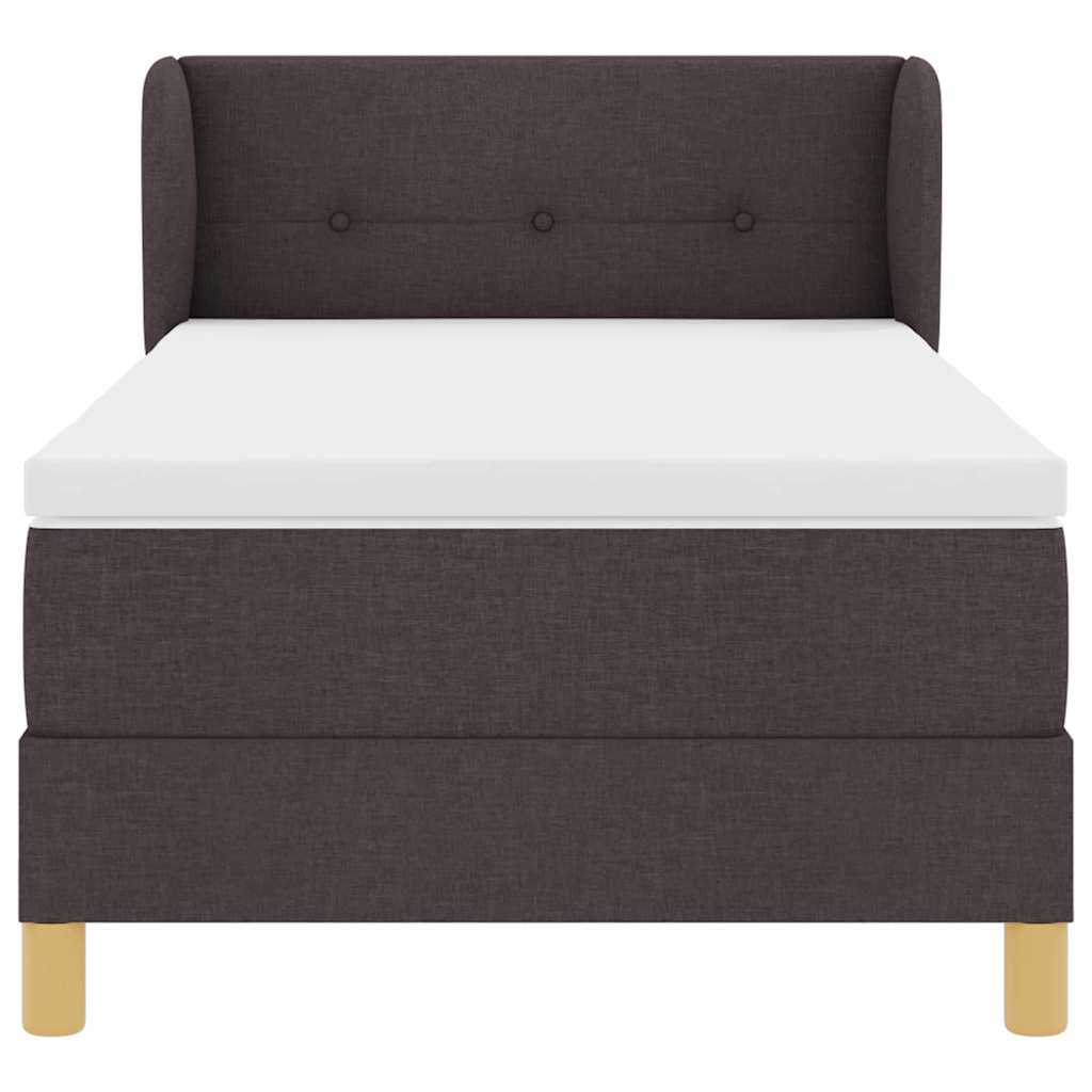 Boxrugós ágy fejtámlával Sötét Barna 90 x 190 cm szövet