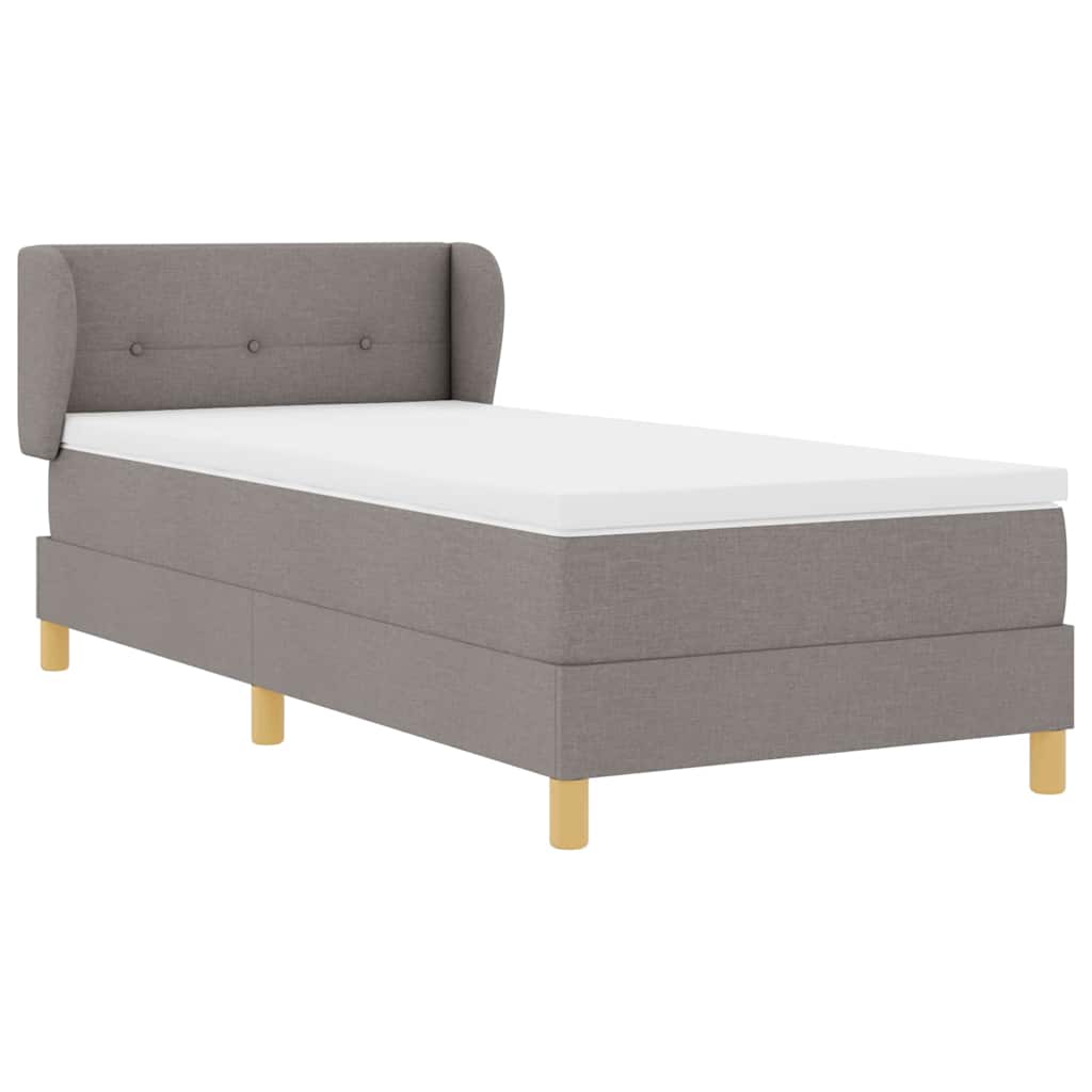Boxrugós ágy fejtámlával Tópszínű 90 x 190 cm szövet