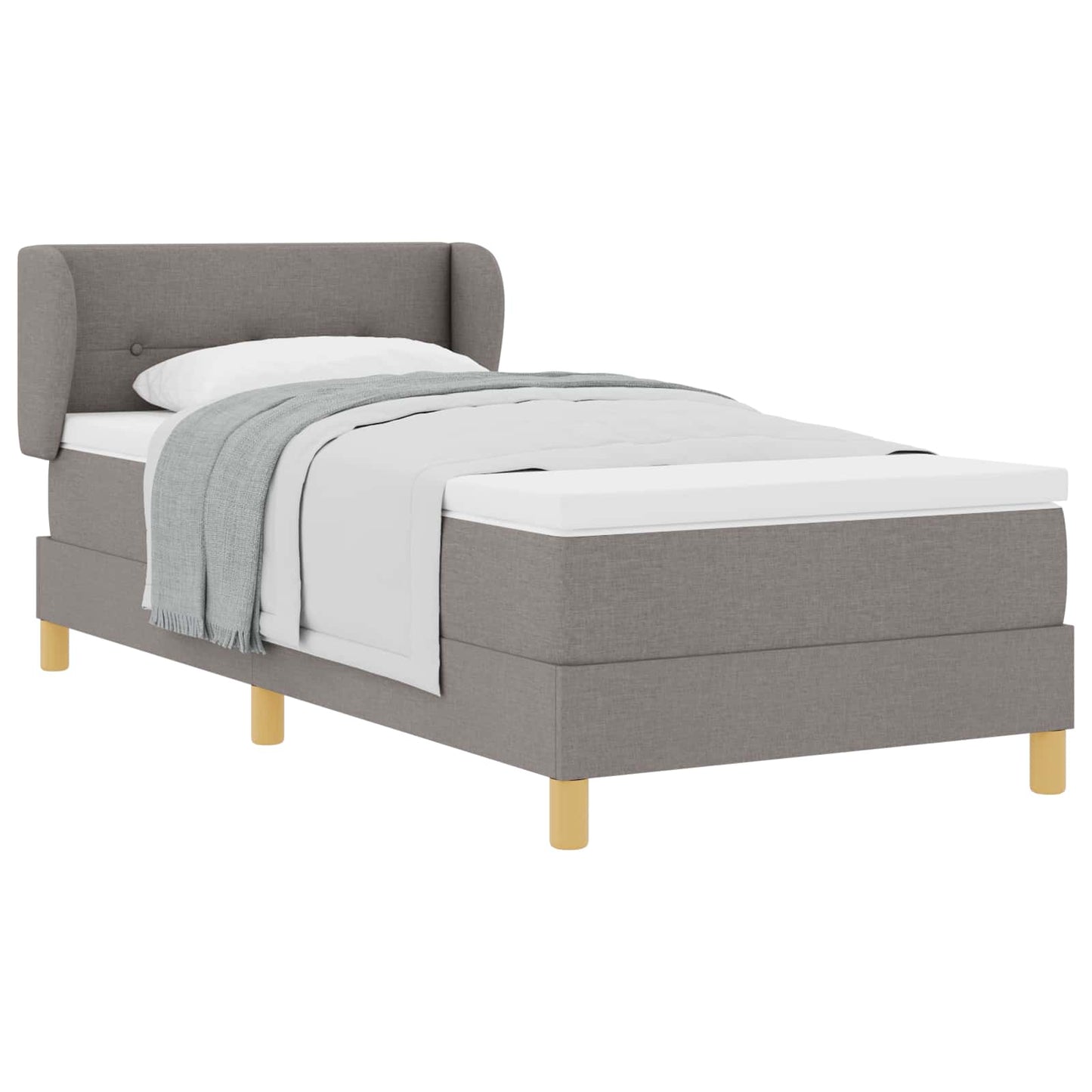 Boxrugós ágy fejtámlával Tópszínű 100 x 200 cm szövet