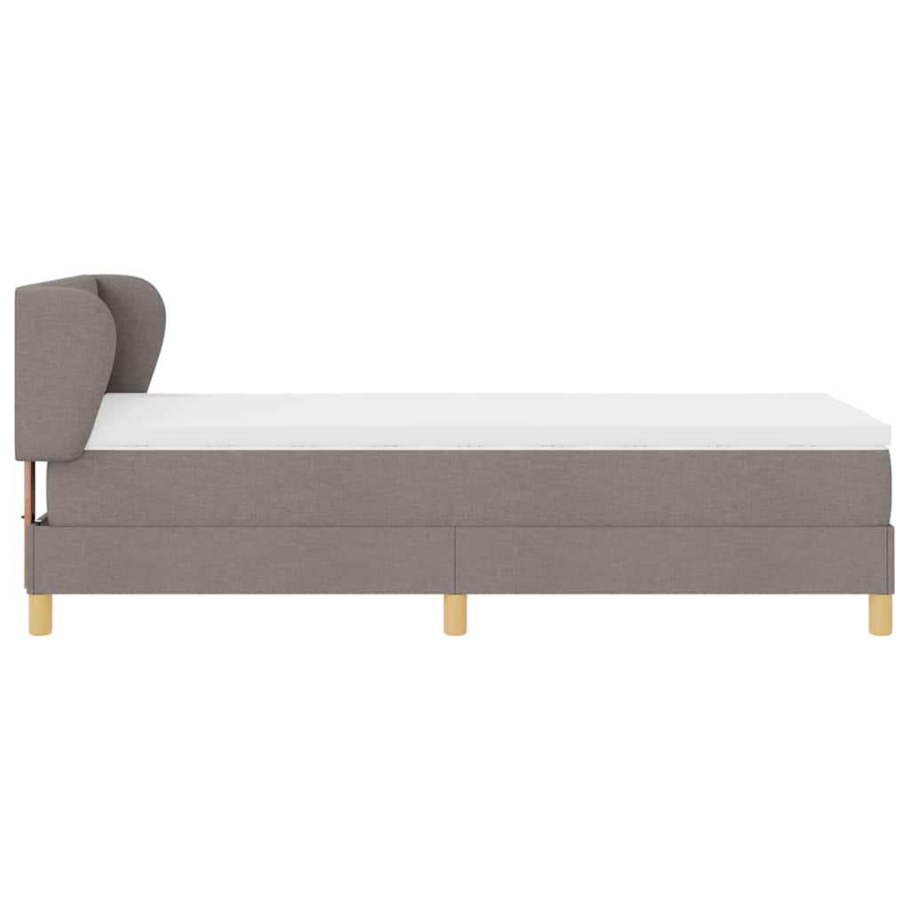 Boxrugós ágy fejtámlával Tópszínű 100 x 200 cm szövet