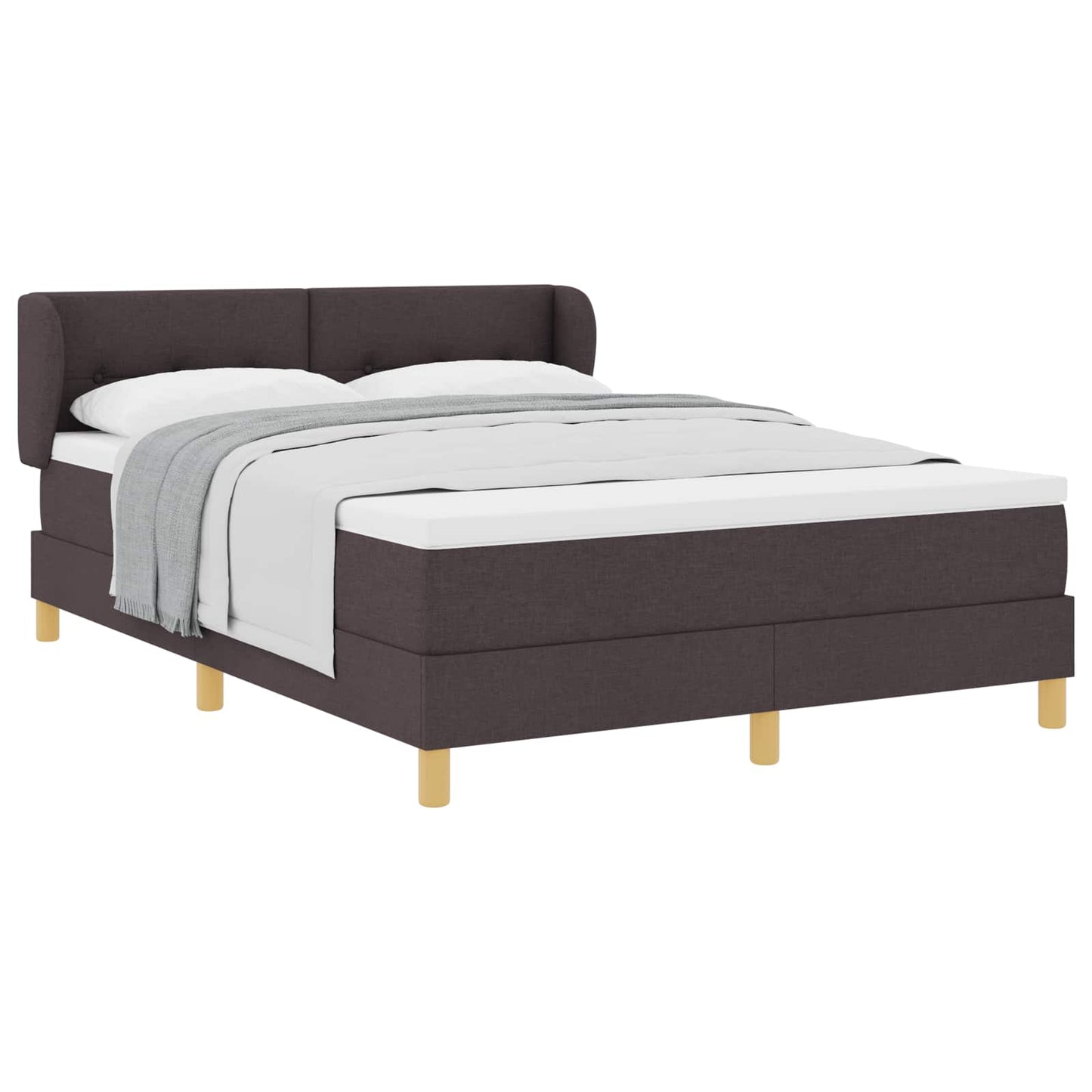 Boxrugós ágy fejtámlával Sötét Barna 140 x 190 cm szövet