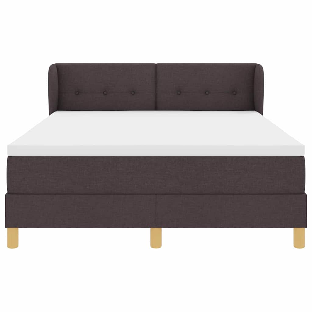Boxrugós ágy fejtámlával Sötét Barna 140 x 190 cm szövet