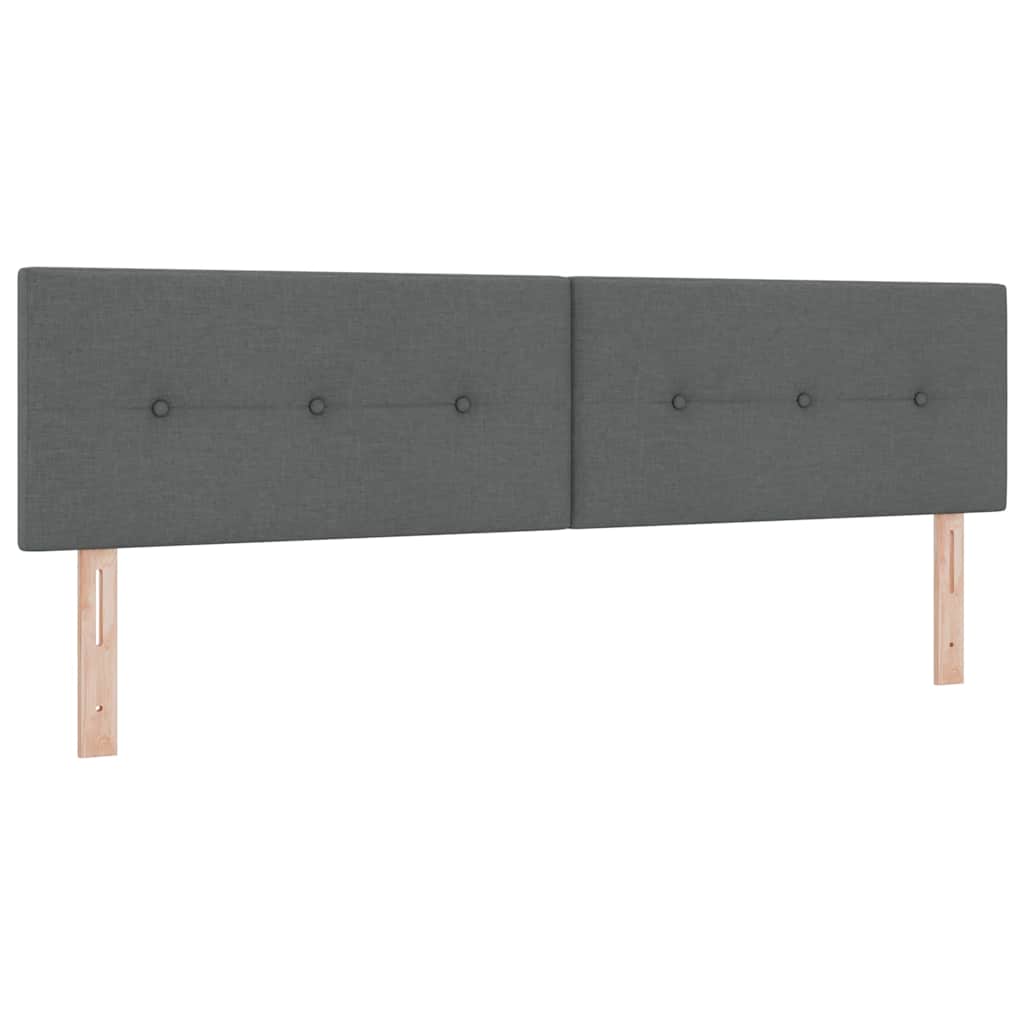 Boxrugós ágy fejtámlával Sötétszürke 180 x 200 cm szövet