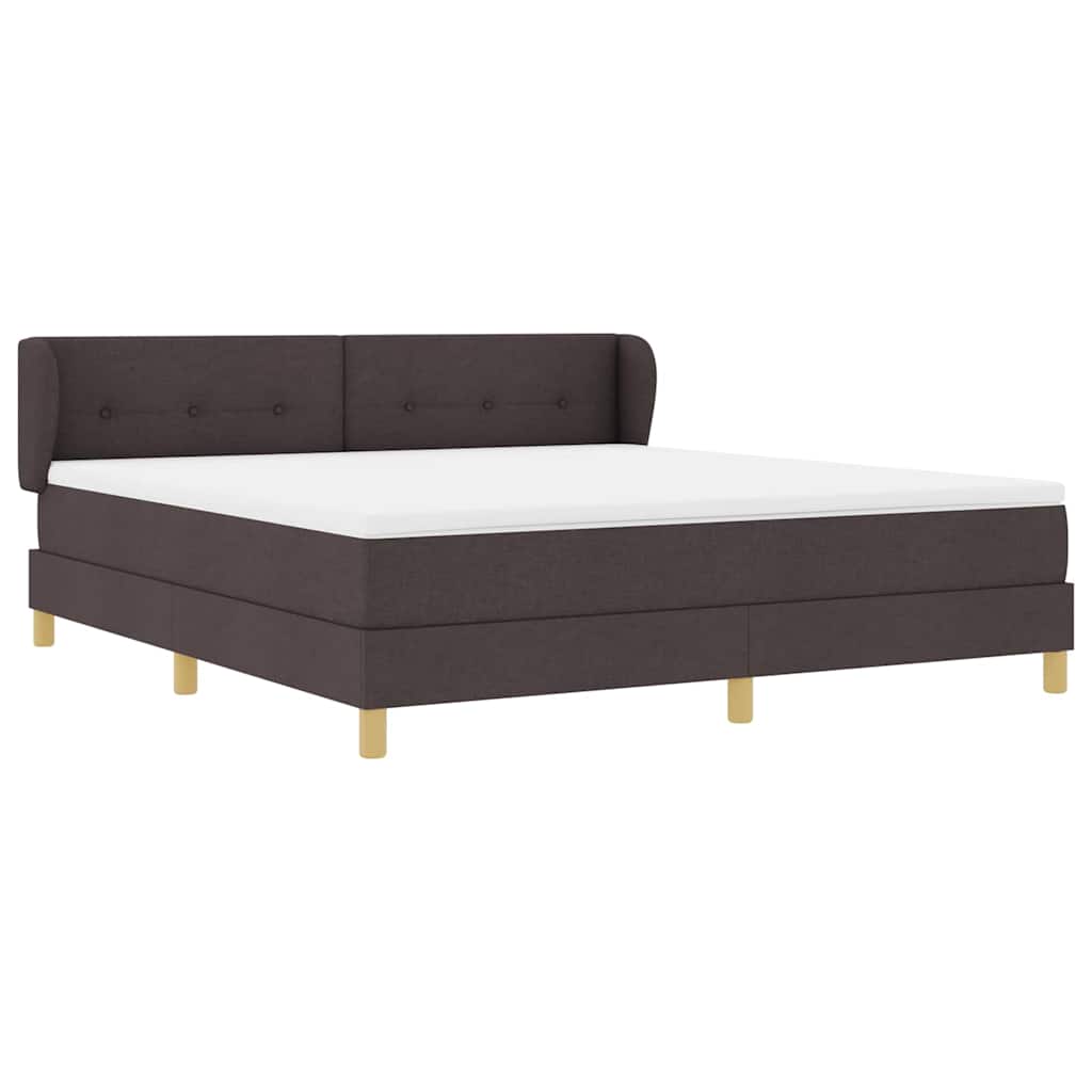 Boxrugós ágy fejtámlával Sötét Barna 180 x 200 cm szövet