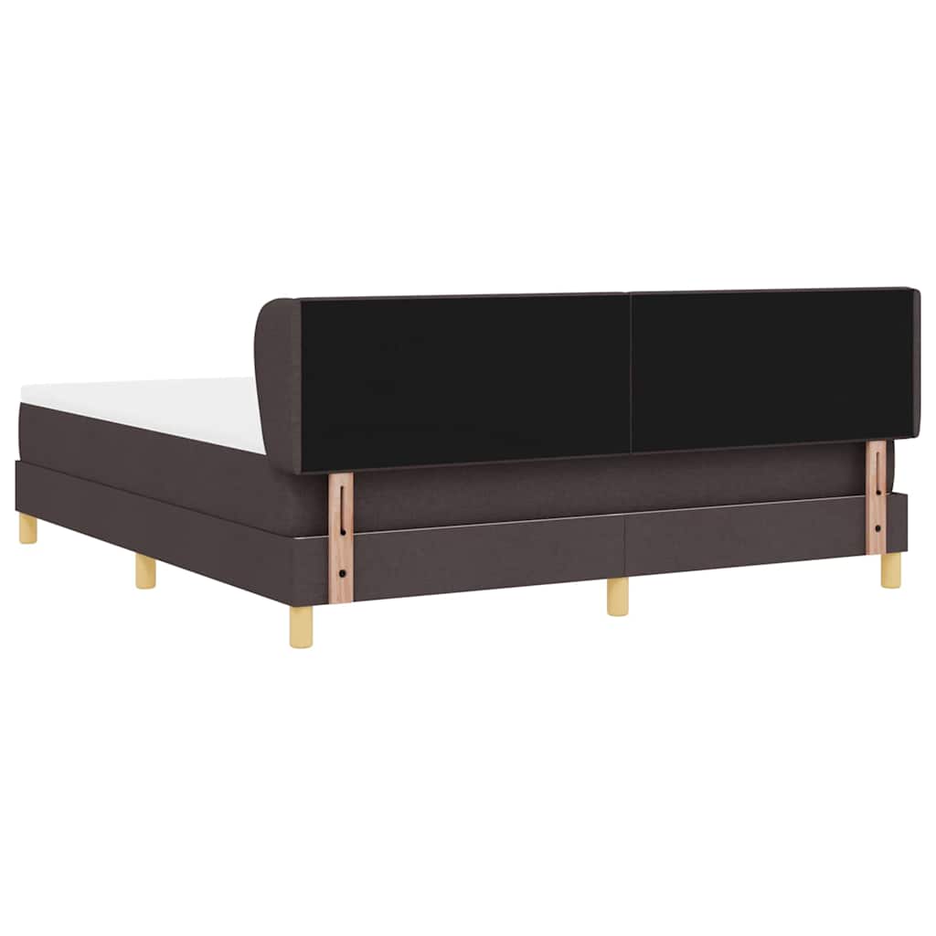 Boxrugós ágy fejtámlával Sötét Barna 180 x 200 cm szövet