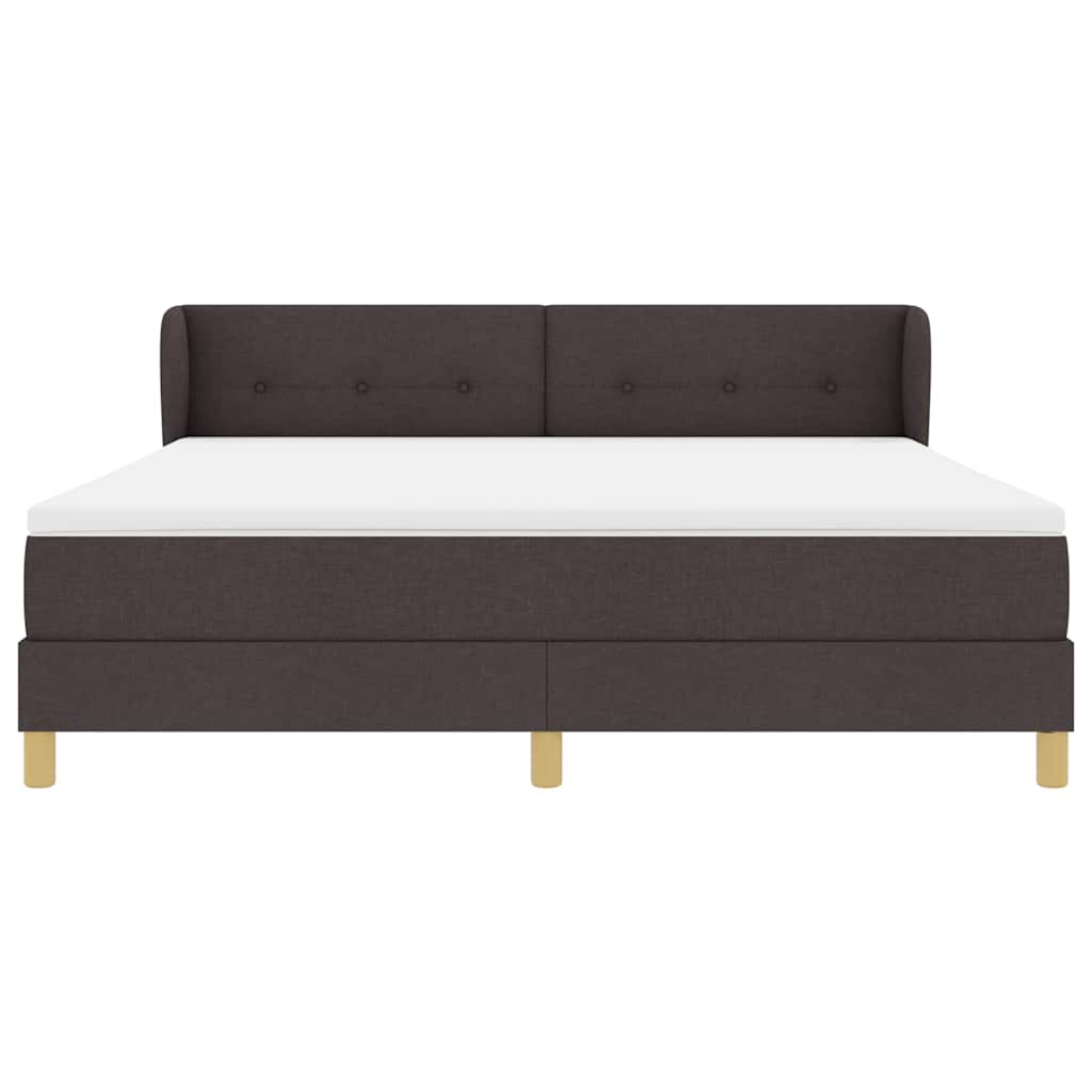 Boxrugós ágy fejtámlával Sötét Barna 180 x 200 cm szövet