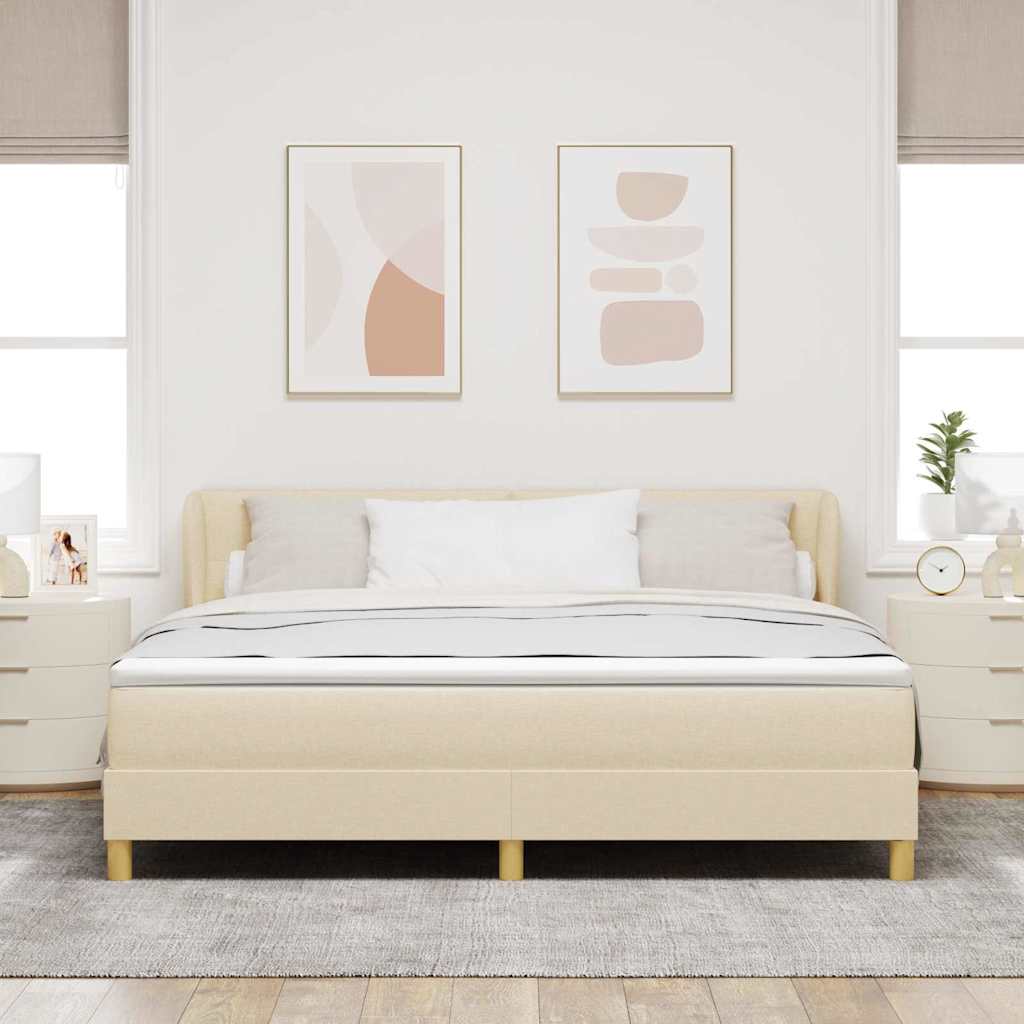 Boxrugós ágy fejtámlával Krém 180 x 200 cm szövet