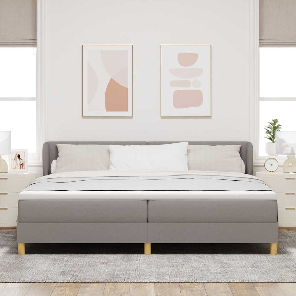 Boxrugós ágy fejtámlával Tópszínű 200 x 200 cm szövet