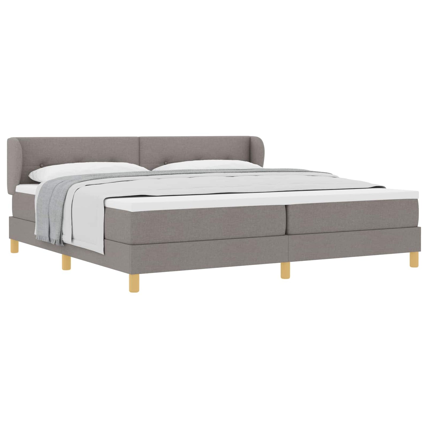 Boxrugós ágy fejtámlával Tópszínű 200 x 200 cm szövet