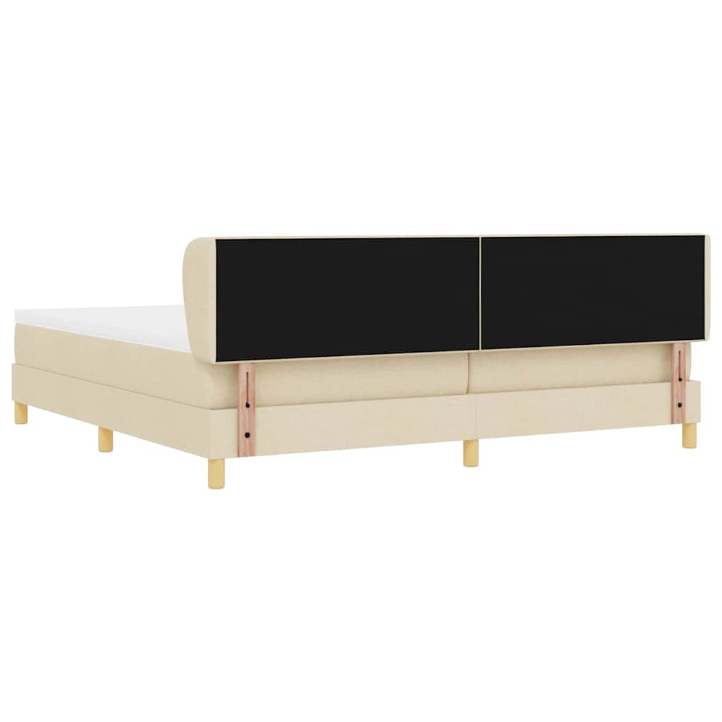 Boxrugós ágy fejtámlával Krém 200 x 200 cm szövet