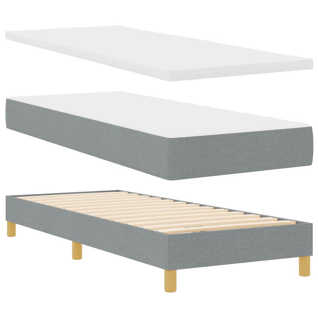 Boxrugós ágy fejtámlával Világosszürke 80 x 200 cm szövet