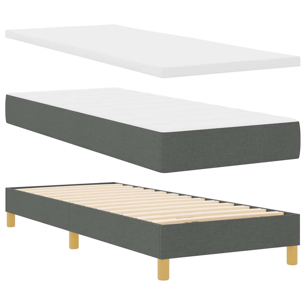 Boxrugós ágy fejtámlával Sötétszürke 80 x 200 cm szövet