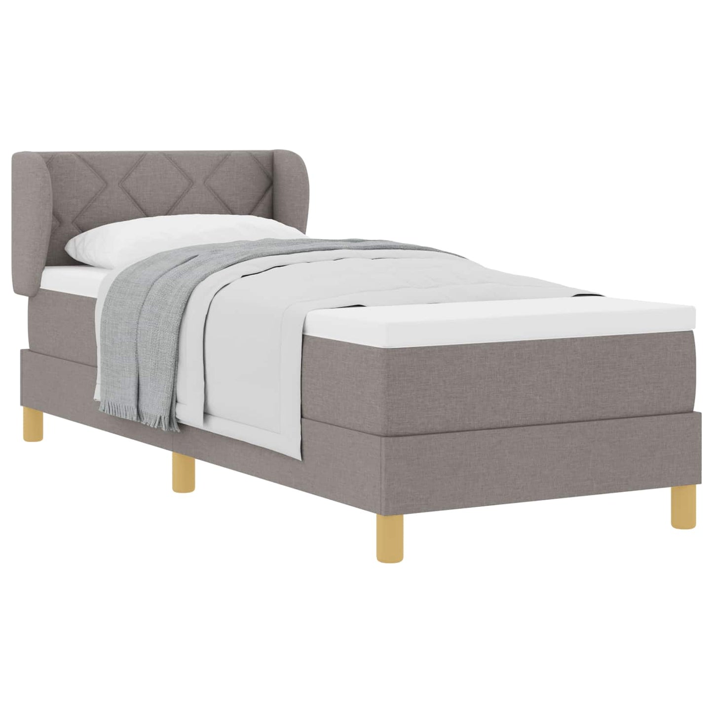 Boxrugós ágy fejtámlával Tópszínű 80 x 200 cm szövet