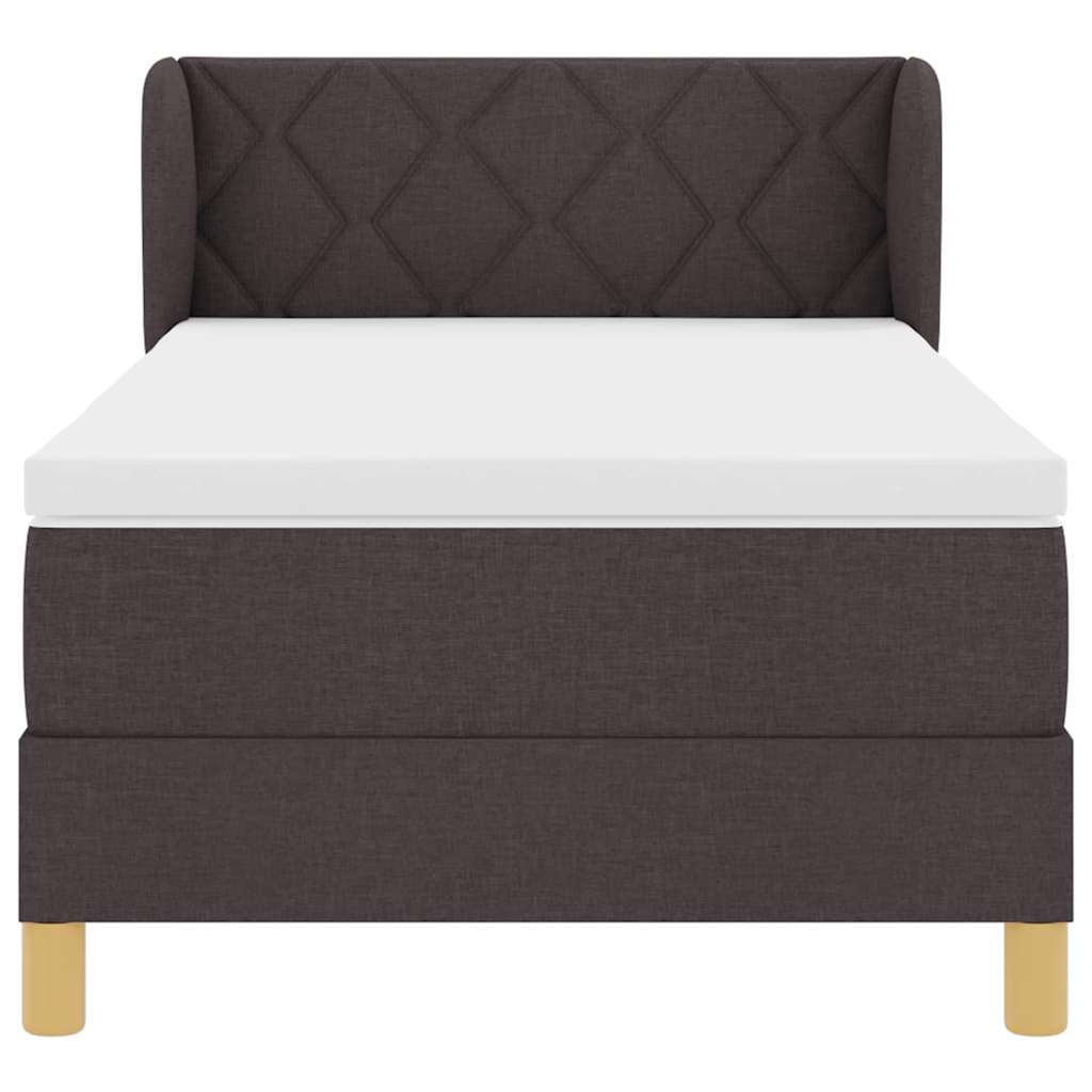 Boxrugós ágy fejtámlával Sötét Barna 90 x 200 cm szövet
