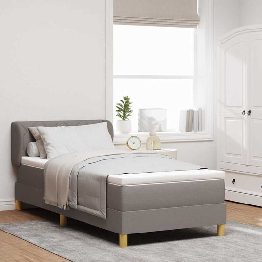Boxrugós ágy matracmal fejtámlával Tópszínű 100 x 200 cm szövet