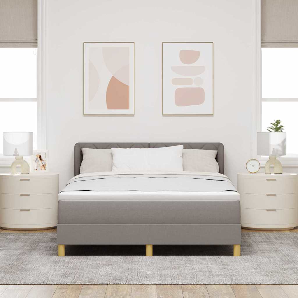 Boxrugós ágy fejtámlával Tópszínű 140 x 190 cm szövet