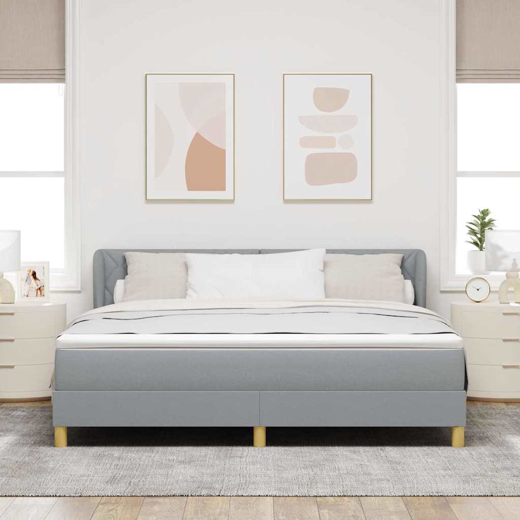 Boxrugós ágy fejtámlával Világosszürke 180 x 200 cm szövet