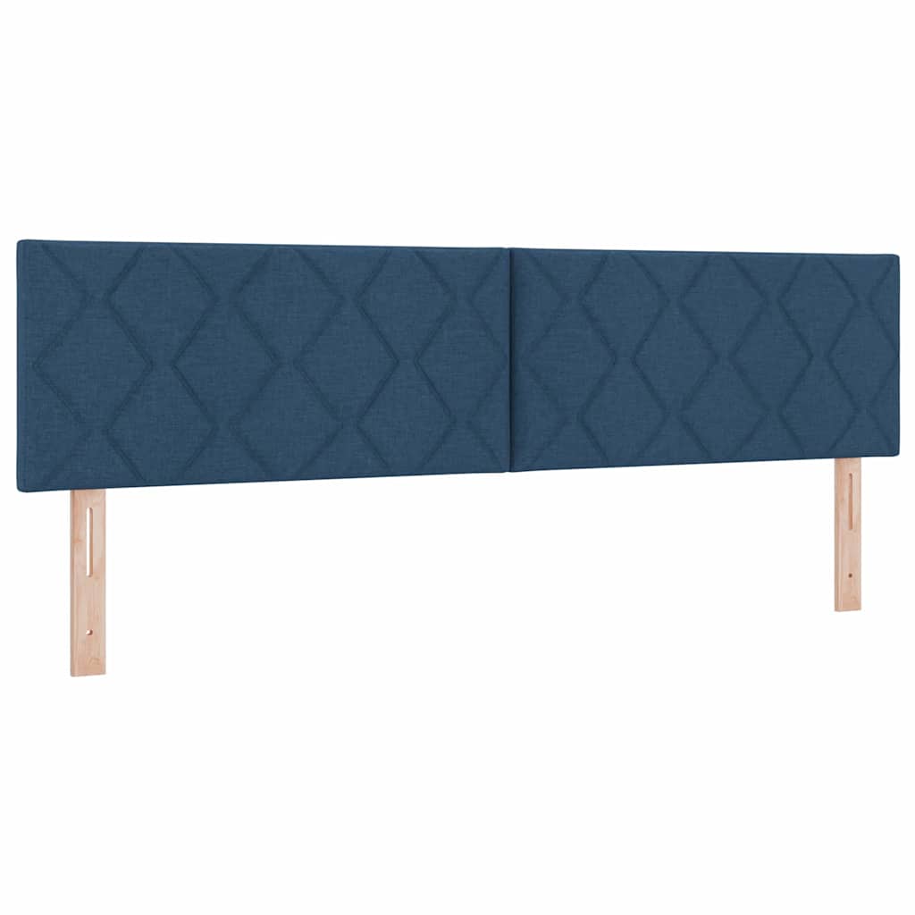 Boxrugós ágy fejtámlával Kék 180 x 200 cm szövet